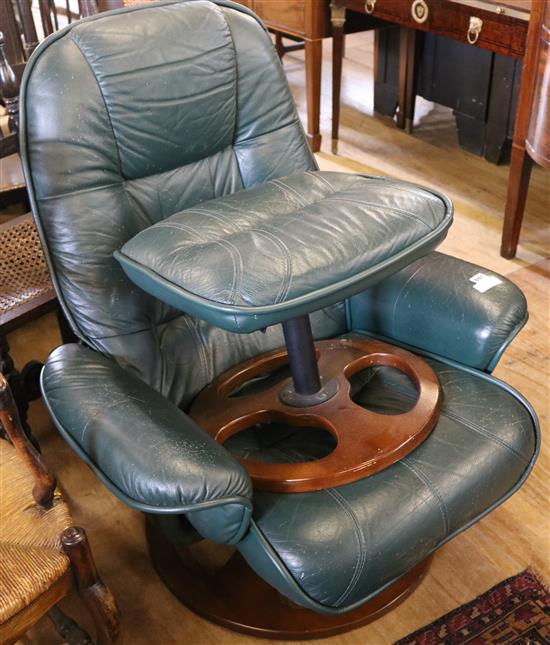 Leather chair & matching stool(-)